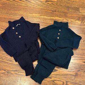 2 Cozy Knit Button-Up Sweater and Pants Set